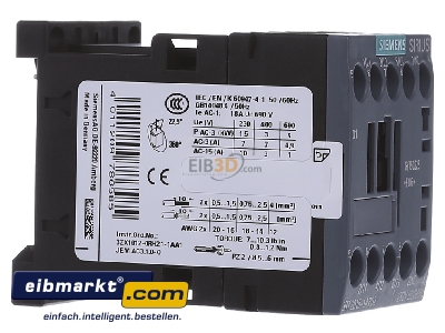 Ansicht links Siemens Indus.Sector 3RT2015-1AP02 Schtz 230AC 3KW/400V,1 