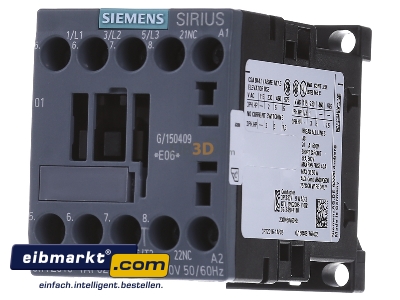Front view Siemens Indus.Sector 3RT2016-1AP02 Magnet contactor 9A 230VAC 0VDC - 
