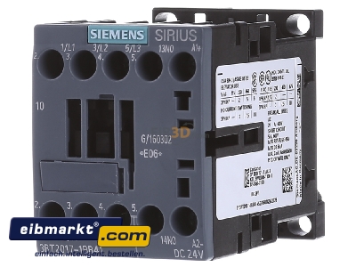 Front view Siemens Indus.Sector 3RT2017-1BB41 Magnet contactor 12A 24VDC 
