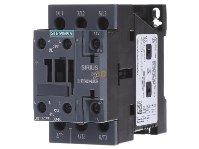 Front view Siemens 3RT2025-1BB40 Magnet contactor 17A 24VDC 
