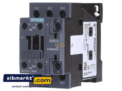 Frontansicht Siemens Indus.Sector 3RT2026-1BB40 Schtz 24DC 11KW 1S+1 