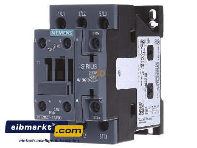 Front view Siemens Indus.Sector 3RT2027-1AP00 Magnet contactor 32A 230VAC 0VDC - 
