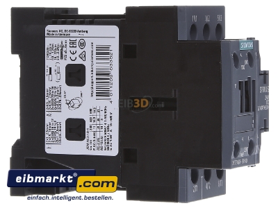 View on the left Siemens Indus.Sector 3RT20281BB40 Magnet contactor 38A 24VDC
