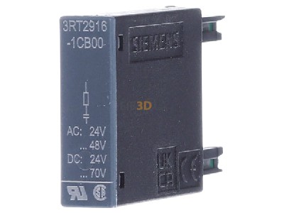Front view Siemens 3RT2916-1CB00 Surge voltage protection 24...48VAC 
