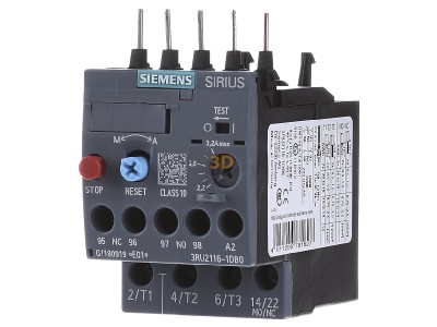 Front view Siemens 3RU2116-1DB0 Thermal overload relay 2,2...3,2A 
