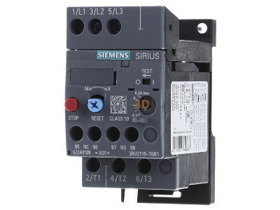 Frontansicht Siemens 3RU2116-1GB1 berlastrelais 4,5-6,3A 