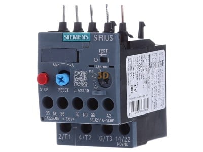 Front view Siemens 3RU2116-1KB0 Thermal overload relay 9...12,5A 

