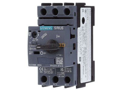 Front view Siemens 3RV2011-0FA10 Motor protection circuit-breaker 0,5A 
