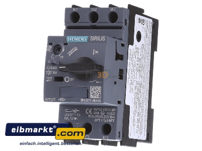 Front view Siemens Indus.Sector 3RV2011-0KA10 Motor protective circuit-breaker 1,25A 
