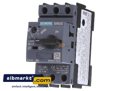 Front view Siemens Indus.Sector 3RV2011-1AA10 Motor protective circuit-breaker 1,6A 
