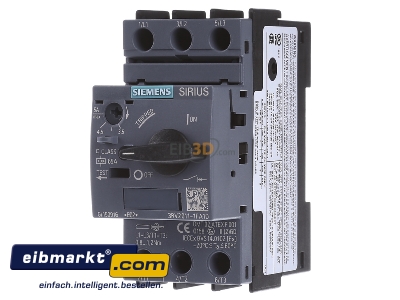 Front view Siemens Indus.Sector 3RV2011-1FA10 Motor protective circuit-breaker 5A - 
