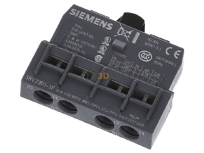 View up front Siemens 3RV2901-1F Auxiliary contact block 2 NO/0 NC 
