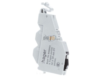 View on the right Hager HXA021H Auxiliary contact block 1 NO/1 NC 
