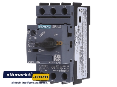 Frontansicht Siemens Indus.Sector 3RV2011-0CA10 Leistungsschalter Motor 0,18-0,25A 