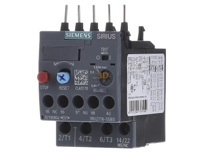 Front view Siemens 3RU2116-0GB0 Thermal overload relay 0,45...0,63A 
