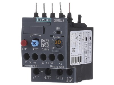 Frontansicht Siemens 3RU2116-1GB0 berlastrelais 4,5-6,3A 