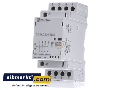 Frontansicht Finder 22.34.0.230.4320 Installationsschtz 230VAC/DC,4S,LED 