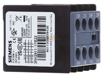Ansicht links Siemens 3RH2911-1FB22 Hilfsschalterblock 11U 2S+2 