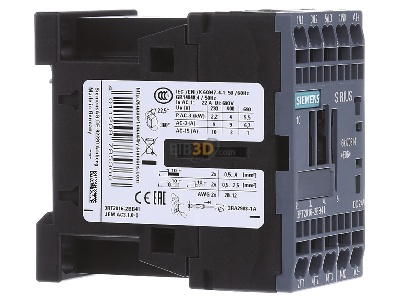 Ansicht links Siemens 3RT2016-2BB41 Schtz 24DC 4KW/400V,1S,3p 