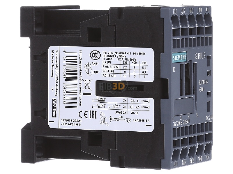 eibmarkt.com - Magnet contactor 9A 24VDC 3RT2016-2BB41