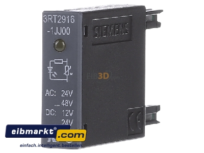 Front view Siemens Indus.Sector 3RT29161JJ00 Surge voltage protection 24...48VAC
