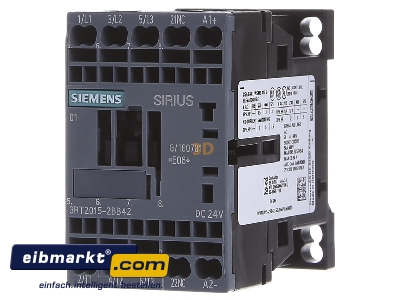 Frontansicht Siemens Indus.Sector 3RT20152BB42 Schtz 24DC 3KW/400V,1,3p 3RT2015-2BB42