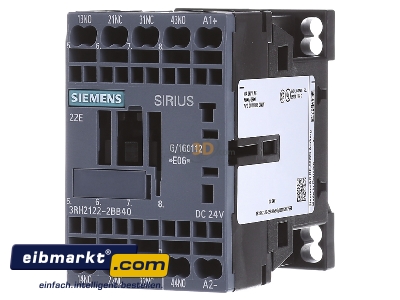 Front view Siemens Indus.Sector 3RH2122-2BB40 Contactor relay 0VAC 24VDC 2NC/ 2 NO 
