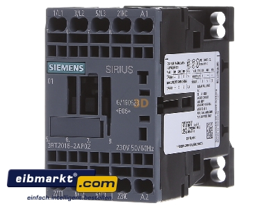 Frontansicht Siemens Indus.Sector 3RT20162AP02 Schtz 230AC 4KW 400V 1S 3p 3RT2016-2AP02