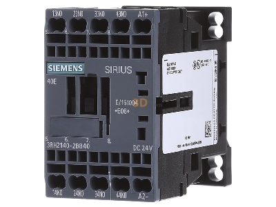 Front view Siemens 3RH2140-2BB40 Auxiliary relay 0VAC 24VDC 0NC/ 4 NO 

