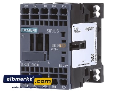 Front view Siemens Indus.Sector 3RH2131-2BB40 Contactor relay 0VAC 24VDC 1NC/ 3 NO 
