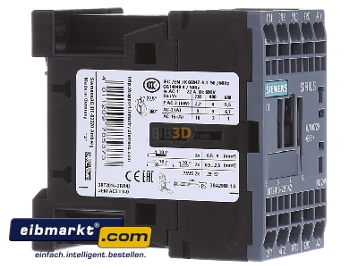 Ansicht links Siemens Indus.Sector 3RT20162BB42 Schtz 24VDC 1 4KW 400V 3p 3RT2016-2BB42