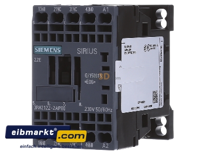 Front view Siemens Indus.Sector 3RH2122-2AP00 Contactor relay 230VAC 0VDC 2NC/ 2 NO - 
