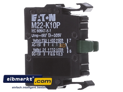 Ansicht links Eaton (Moeller) M22-K10P Kontaktelement 1S, Front 