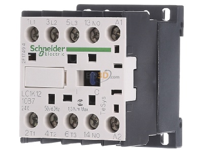 Front view Schneider Electric LC1K1210B7 Magnet contactor 12A 24VAC 
