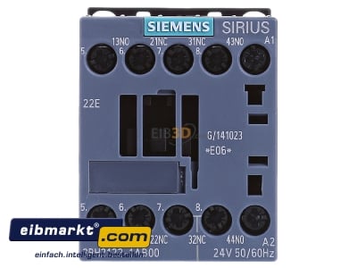 Front view Siemens Indus.Sector 3RH2122-1AB00 Contactor relay 24VAC 0VDC 2NC/ 2 NO
