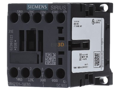Frontansicht Siemens 3RH2131-1BE80 Hilfssch�tz 3S+1� 80VDC S00 