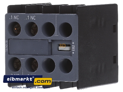 Front view Siemens Indus.Sector 3RH2911-1HA02 Auxiliary contact block 0 NO/2 NC

