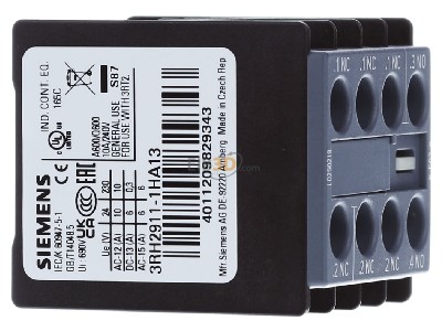 Ansicht links Siemens 3RH2911-1HA13 Hilfsschalterblock 1S+3 