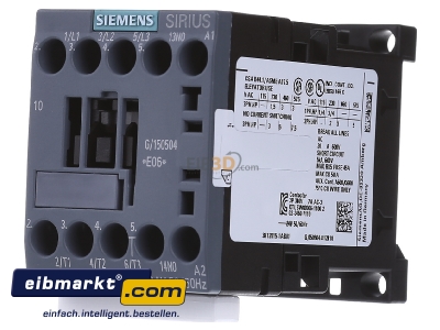 Frontansicht Siemens Indus.Sector 3RT2015-1AB01 Schtz 3kW/400V 1S 24VAC 