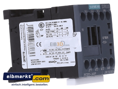 Ansicht links Siemens Indus.Sector 3RT2015-1AB01 Schtz 3kW/400V 1S 24VAC 
