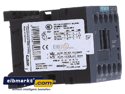 Ansicht links Siemens Indus.Sector 3RT2015-1BA42 Schtz 3kW/400V 1 12VDC 