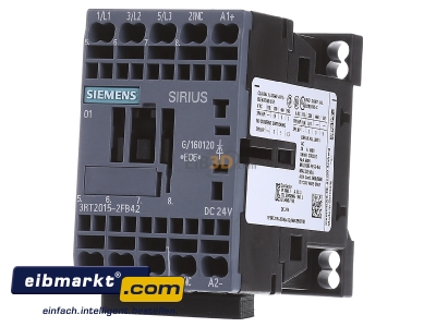 Frontansicht Siemens Indus.Sector 3RT2015-2FB42 Schtz 3kW/400V 1 24VDC 