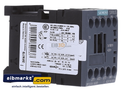 Ansicht links Siemens Indus.Sector 3RT2016-1AD01 Schtz 4kW/400V 1S 42VAC 