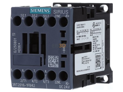 Front view Siemens 3RT2016-1FB42 Magnet contactor 9A 24VDC 
