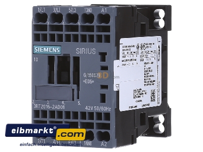 Frontansicht Siemens Indus.Sector 3RT2016-2AD01 Schtz 4kW/400V 1S 42AC 