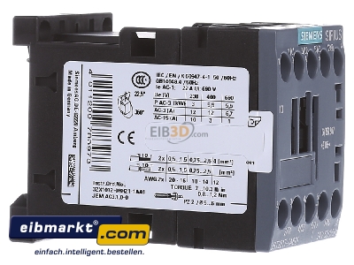 Ansicht links Siemens Indus.Sector 3RT2017-1AB01 Schtz 5,5kW/400V 1S 24VAC 