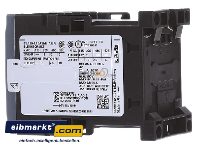 Ansicht rechts Siemens Indus.Sector 3RT2017-1AB01 Schtz 5,5kW/400V 1S 24VAC 