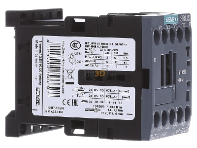 Ansicht links Siemens 3RT2017-1AV01 Schtz 5,5kW/400V 1S 400VAC 