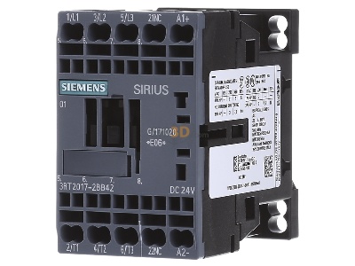 Frontansicht Siemens 3RT2017-2BB42 Schtz 5,5kW/400V 1 4VDC 