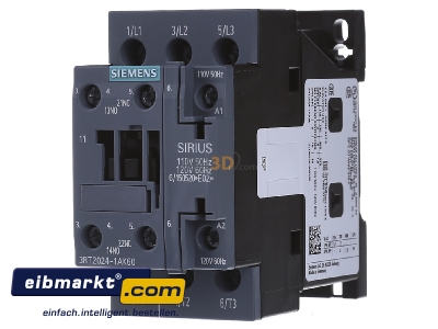 Frontansicht Siemens Indus.Sector 3RT2024-1AK60 Schtz 5,5kW/400V 1S+1 S0 
